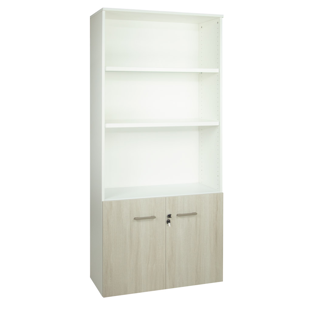 Armario librería alto con puertas bajas tapa 19 mm.