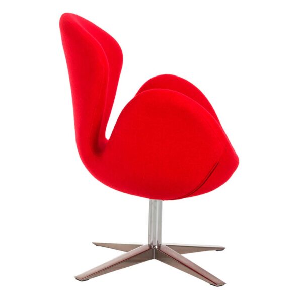 Vista lateral detalle base giratoria y brazo sillón Lugo cachemir rojo