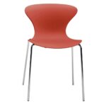 Vista frontal silla Surf cuatro patas cromadas asiento y respaldo teja