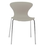 Silla Surf sin brazos, estructura cuatro patas cromada, asiento respaldo marfil.