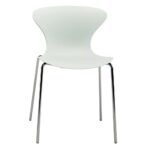 Silla fija sin brazos modelo Surf estructura cuatro patas cromadas asiento y respaldo blanco.