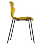 Vista lateral inferior con detalle de la estructura silla Surf base 4 patas negra asiento y respaldo pistacho