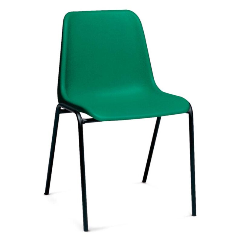 silla monocarcasa Polo estructura de cuatro patas negra asiento y respaldo verde