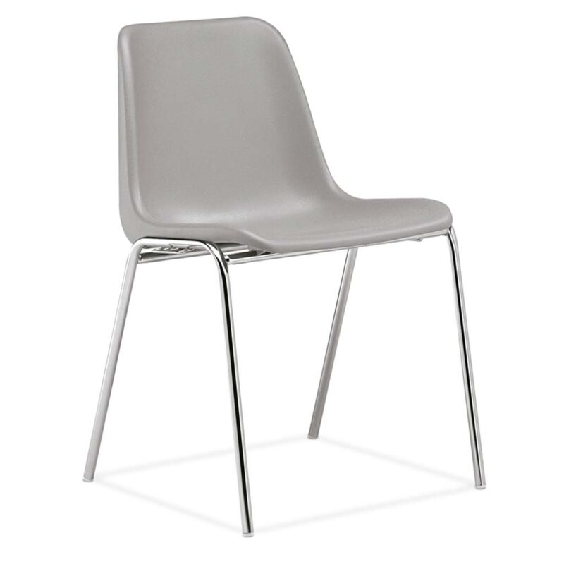 silla monocarcasa Polo estructura de cuatro patas cromada asiento y respaldo gris