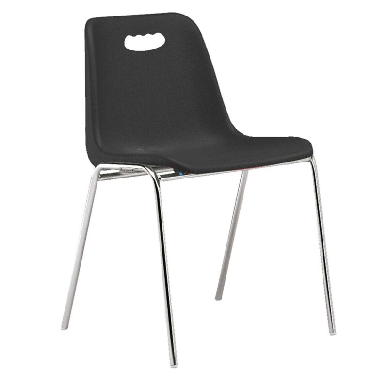 vista silla Vela estructura cuatro patas cromada respaldo con asa color negro