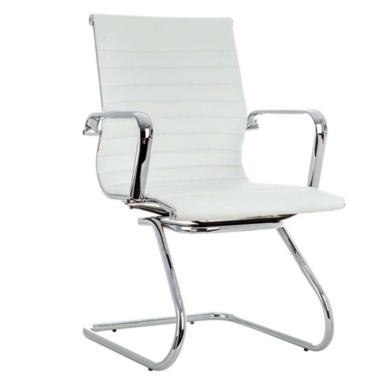 Vista de sillón con brazos modelo Activity 6 cromado y blanco