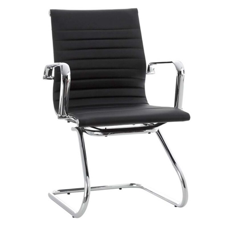 Vista de silla con brazos modelo Activity 6 cromado y negro