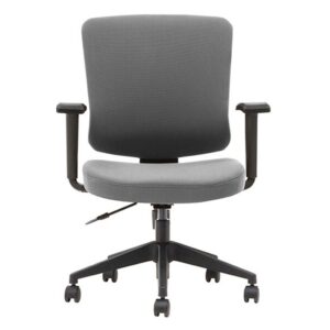 Vista frontal Silla Arnoia con brazos giratoria tapizada. gris