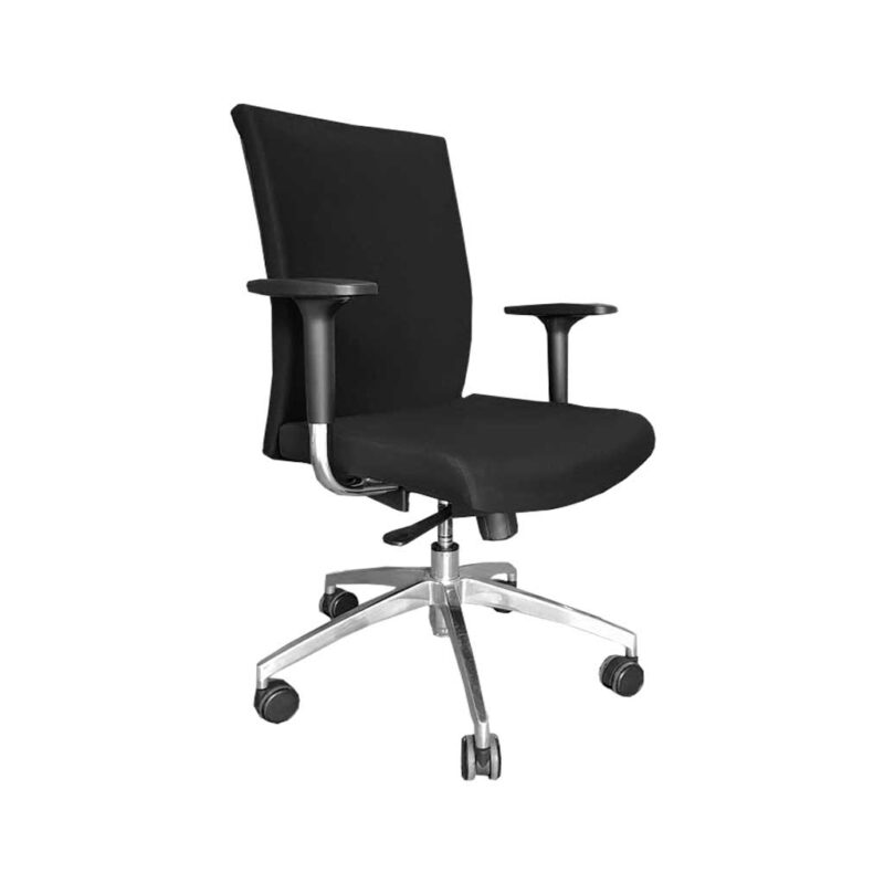 vista silla star con brazos tapizada en tela negra
