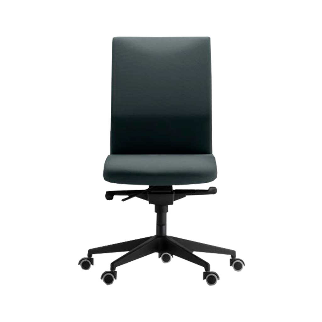 Silla de oficina pequeña sin brazos, silla de escritorio con ruedas,  respaldo medio ajustable para espacio pequeño, silla de trabajo ergonómica  sin