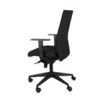 vista lateral silla zen con brazos asiento y respaldo tapizado negro