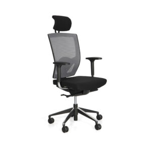 Sillón ergonómico Open, con brazos, giratorio con ruedas respaldo malla, asiento tapizado