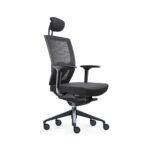 Sillón ergonómico Open, con brazos, giratorio con ruedas respaldo malla, asiento tapizado