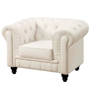 Sillón chester una plaza simil piel blanca