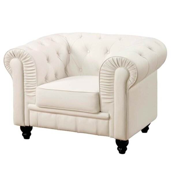 Sillón chester una plaza simil piel blanca