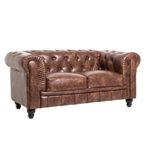 sofa chester dos plazas cuero viejo