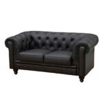 Sofa chester dos plazas simil piel negra