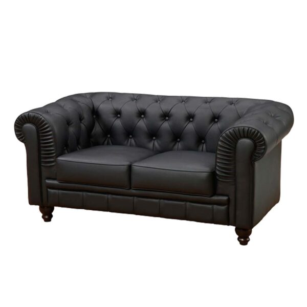 Sofa chester dos plazas simil piel negra