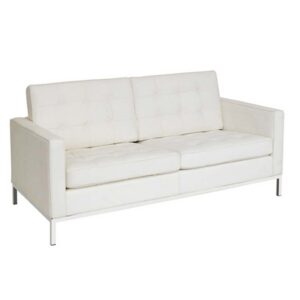 Vista frontal sillon Flor detalle cojines y respaldo blanco