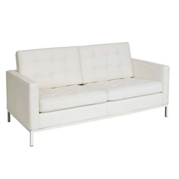 Vista frontal sillon Flor detalle cojines y respaldo blanco