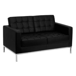 Vista frontal sillon Flor detalle cojines y respaldo negro