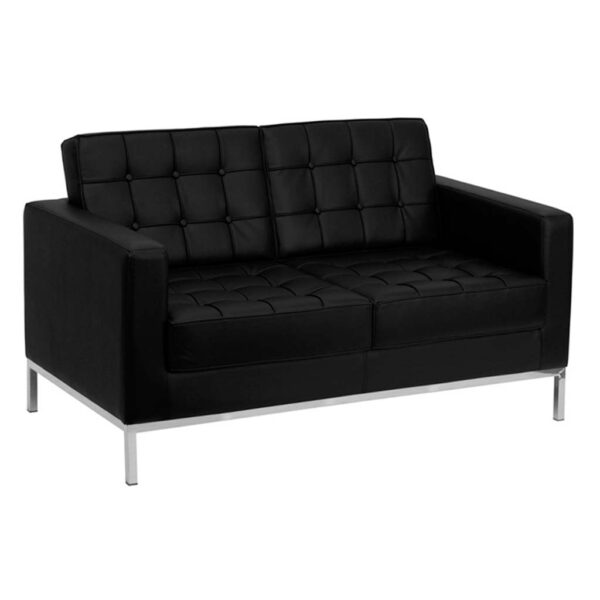 Vista frontal sillon Flor detalle cojines y respaldo negro