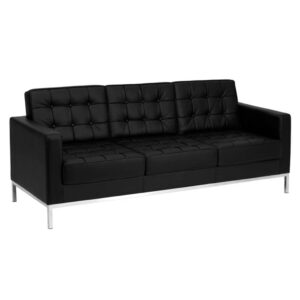 Vista frontal sillon Flor detalle cojines y respaldo negro