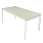 Mesa Level abierta con estructura blanca y tapa fresno stella.