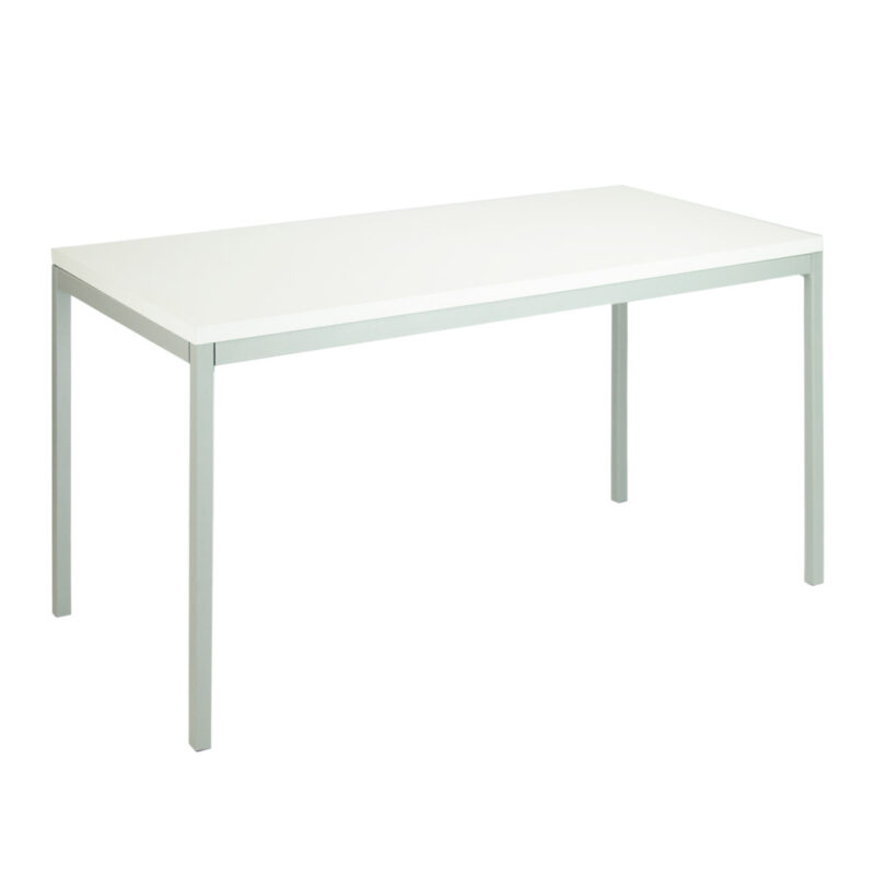 vista mesa gris plata y tapa blanca