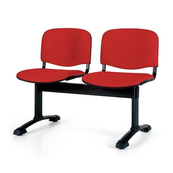 Bancada de dos plazas Futsi asientos tapizados en rojo estructura negra