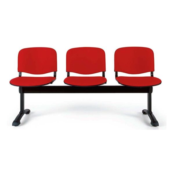 Bancada de tres plazas Futsi asientos tapizados en rojo estructura negra