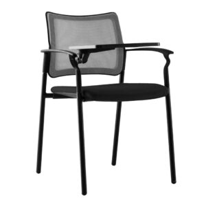 vista frontal silla urban con pala asiento tapizado negro y respaldo red negra