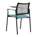 vista posterior silla urban con pala asiento tapizado azul y respaldo red negra
