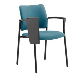 vista frontal silla urban cuatro patas con brazos y pala abatida. tapizada en asiento y respaldo