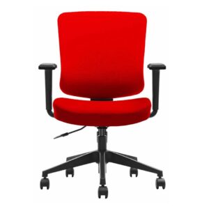 silla operativa con brazos tapizada en rojo