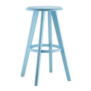 taburete alto cesar con reposapie todo en color azul turquesa.