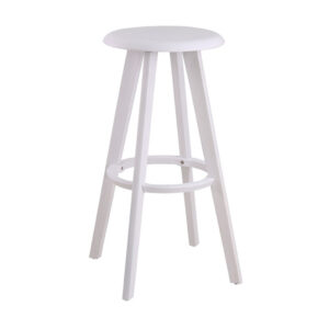 taburete alto cesar con reposapie todo en color blanco
