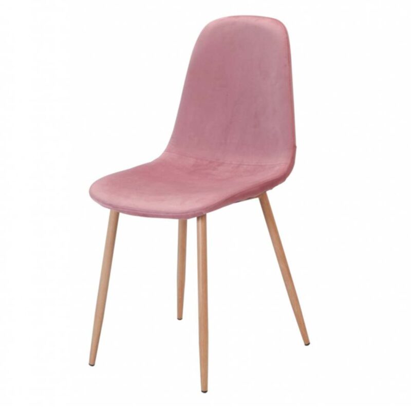 silla sin brazos ho terciopelo rosa estructura metálica