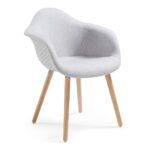Sillón multiusos modelo Kenia tapizado en lana gris claro
