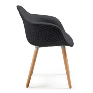 Vista lateral sillón multiusos modelo Kenia tapizado en lana gris oscuro
