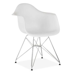silla monocarcasa blanca varilla cromada