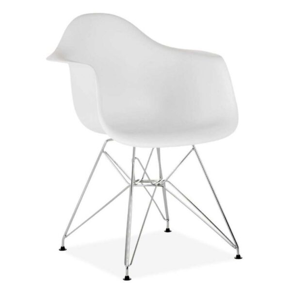 silla monocarcasa blanca varilla cromada