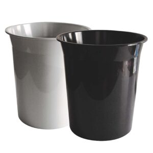 papelera pequeña basica circular gris y negra