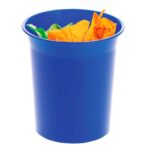 papelera pequeña basica circular azul