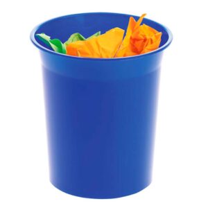 papelera pequeña basica circular azul