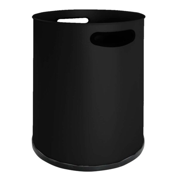 papelera básica metalica con asas negra.