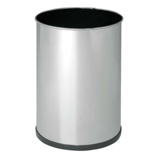 papelera cilindrica en acero inoxodable