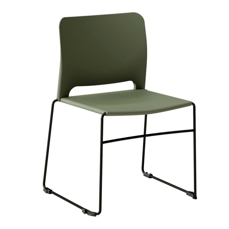 silla polipropileno verde patín negra sin brazos