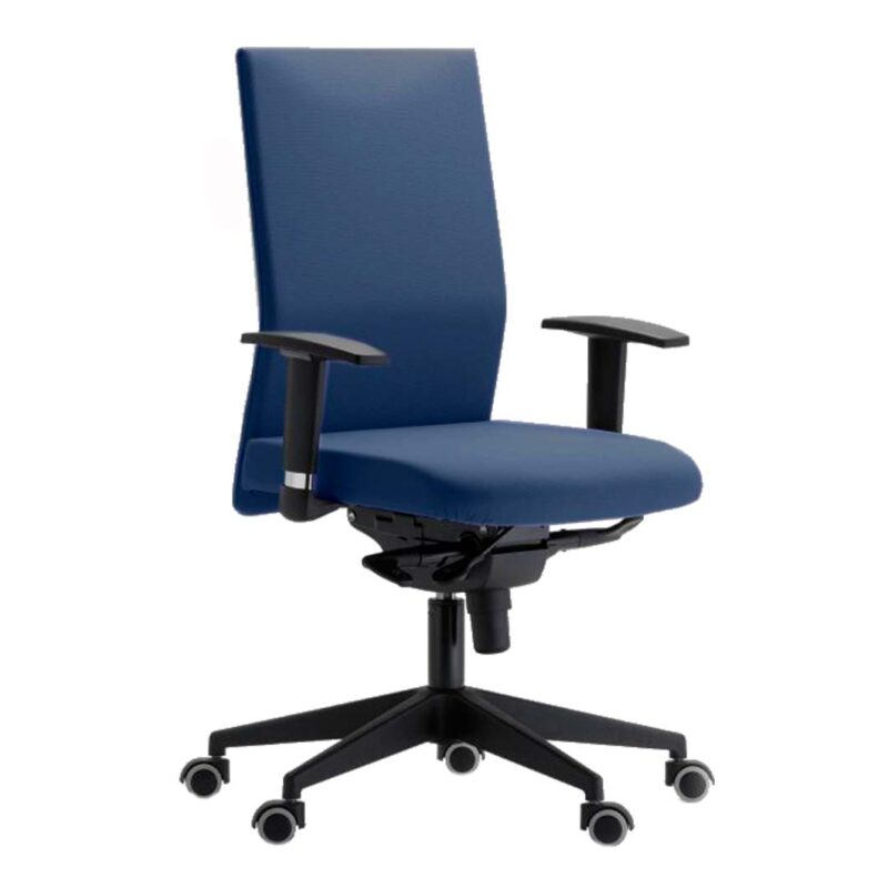 silla giratoria con brazos modelo zen azul