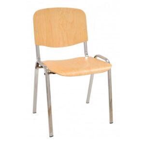silla madera y estructura cromada de 4 patas